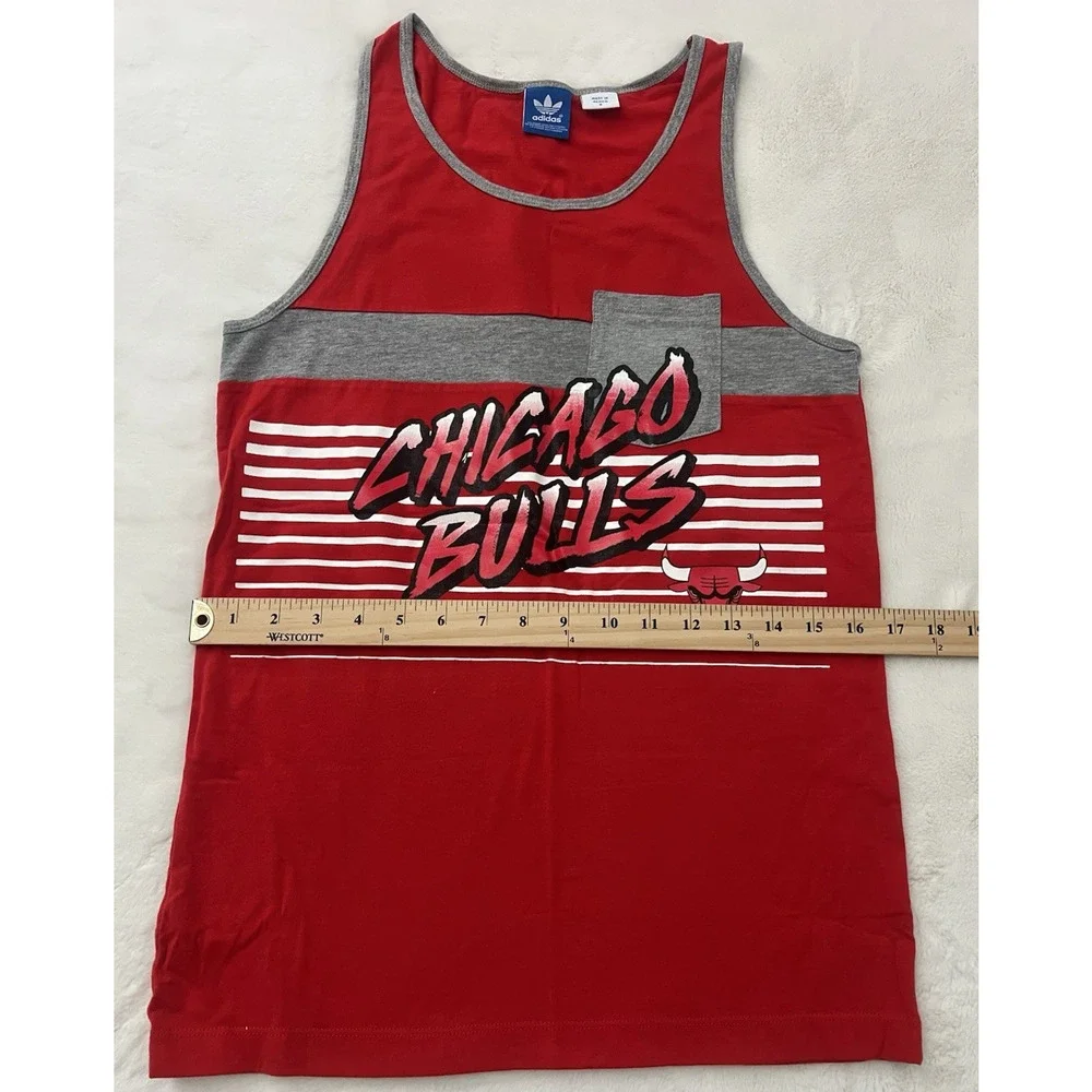 Adidas Chicago Bulls Tank Top Red Gray Pocket Graphic Mens Small NBA